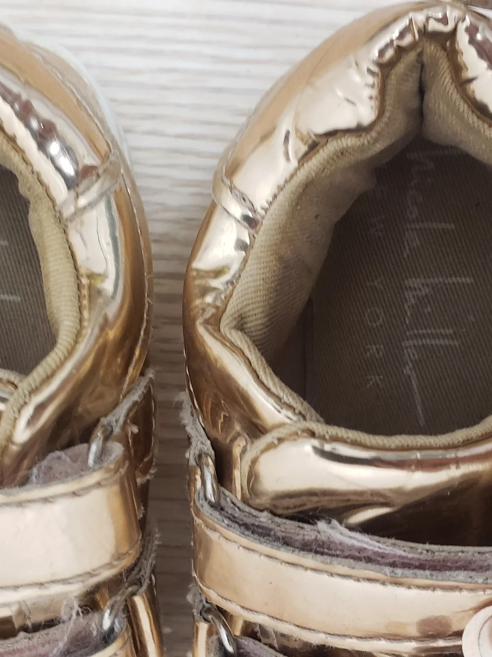 Nicole Miller Metallic Gold Velcro Sneakers and Blush Stud Ballet Flats